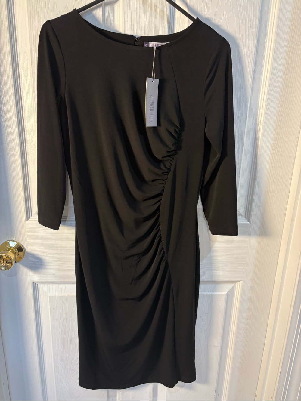 Jennifer Lopez Black Ruched Long Sleeve Sheath Dress - Picture 8 of 8